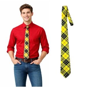 Yellow and Black Wool Plaid Tie 
See discount for bundles of 3, 5 or 10 ties